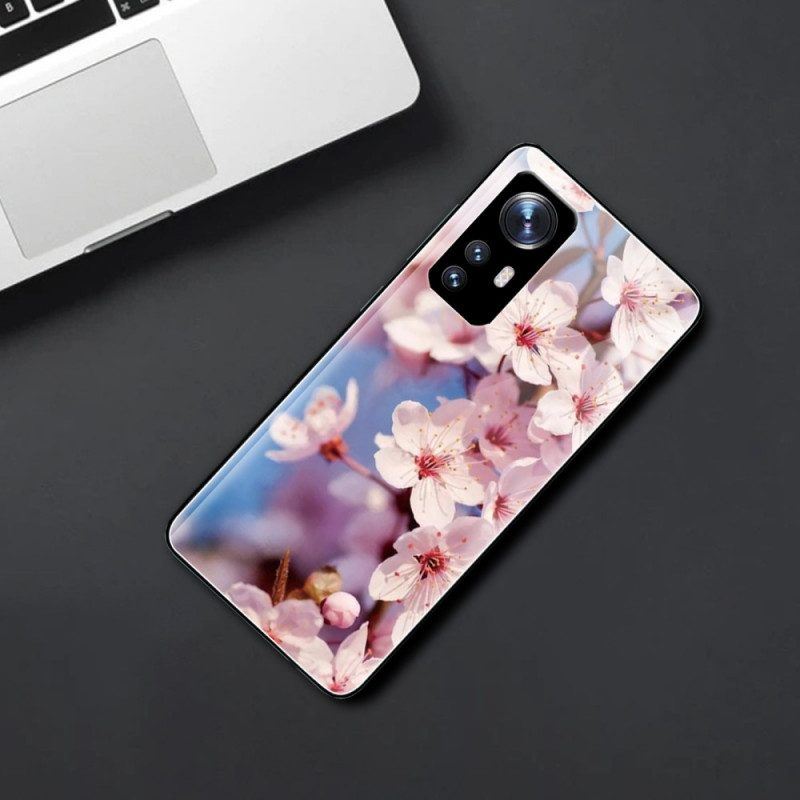 Hülle Für Xiaomi 12 / 12X Realistische Blumen Aus Gehärtetem Glas