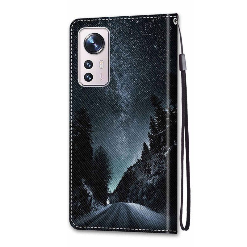 Lederhüllen Für Xiaomi 12 / 12X Mit Kordel Strappy Sky