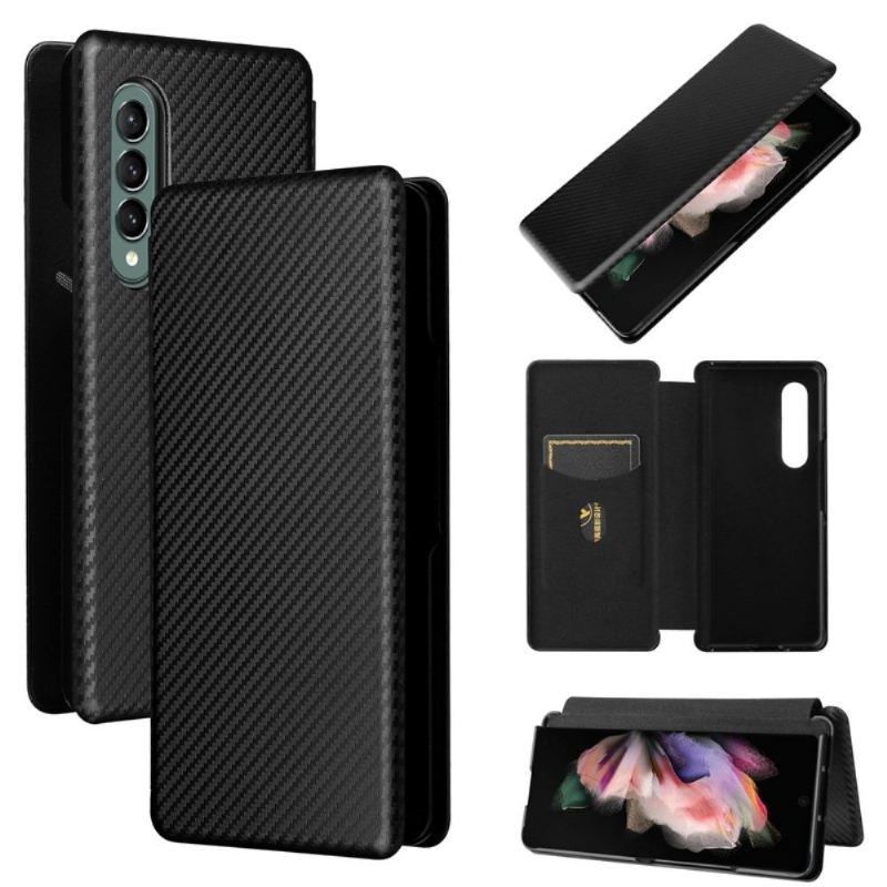 Flip Case Für Samsung Galaxy Z Fold 3 5G Kohlefaser-kunstleder