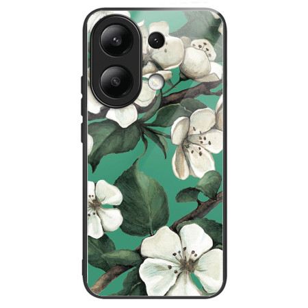 Hülle Xiaomi Redmi Note 13 4g Handyhülle Weiße Blumen Aus Gehärtetem Glas