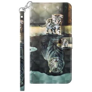 Lederhüllen Für Xiaomi Redmi Note 13 4g Katze Und Tiger Mit Riemen