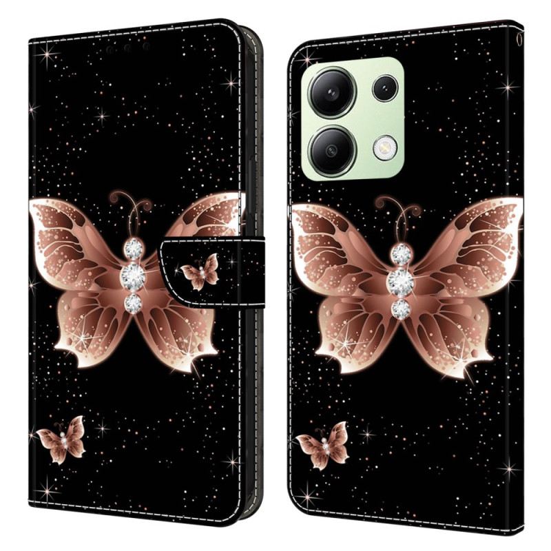 Lederhüllen Für Xiaomi Redmi Note 13 4g Rosa Diamant-schmetterlinge