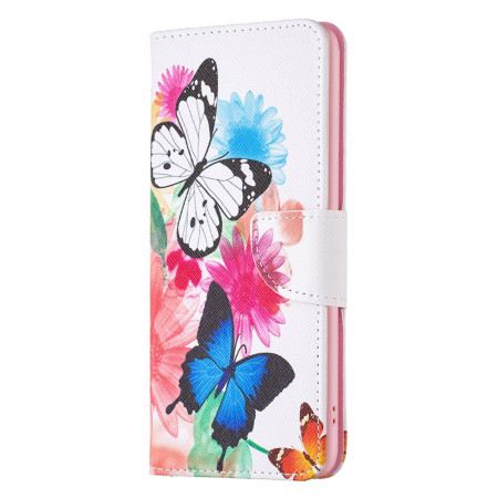 Lederhüllen Xiaomi Redmi Note 13 4g Aquarell-schmetterlinge