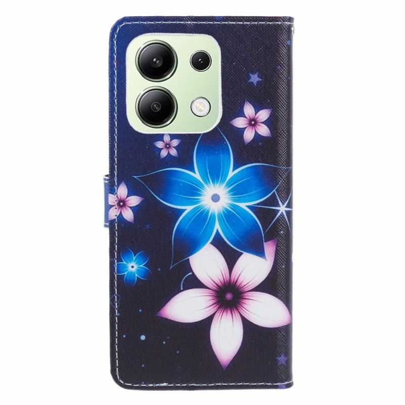 Lederhüllen Xiaomi Redmi Note 13 4g Handyhülle Mondblumen Mit Riemen