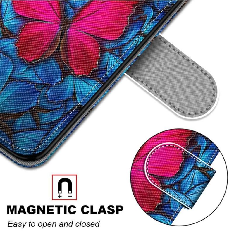 Flip Case Für Xiaomi 11T / 11T Pro Blaue Und Rosa Schmetterlinge