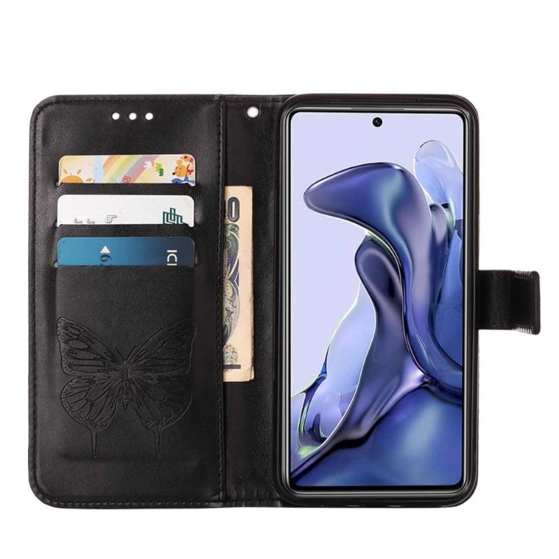 Flip Case Für Xiaomi 11T / 11T Pro Schmetterlingsblumen-kartenhalter