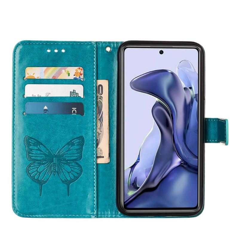 Flip Case Für Xiaomi 11T / 11T Pro Schmetterlingsblumen-kartenhalter