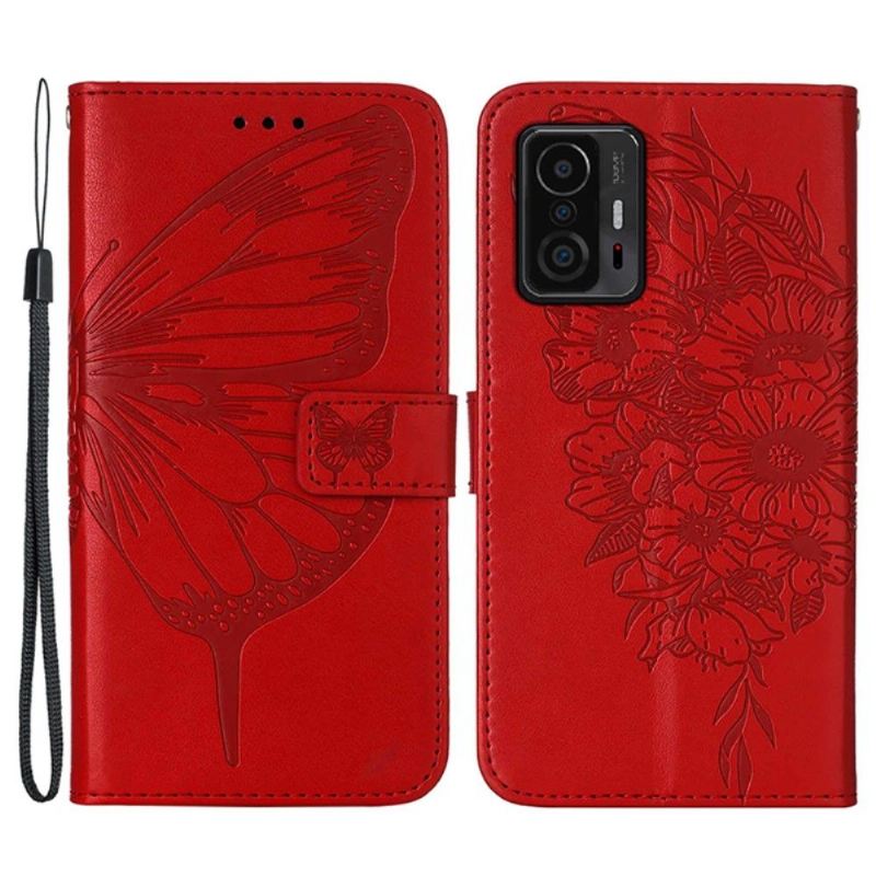 Flip Case Für Xiaomi 11T / 11T Pro Schmetterlingsblumen-kartenhalter