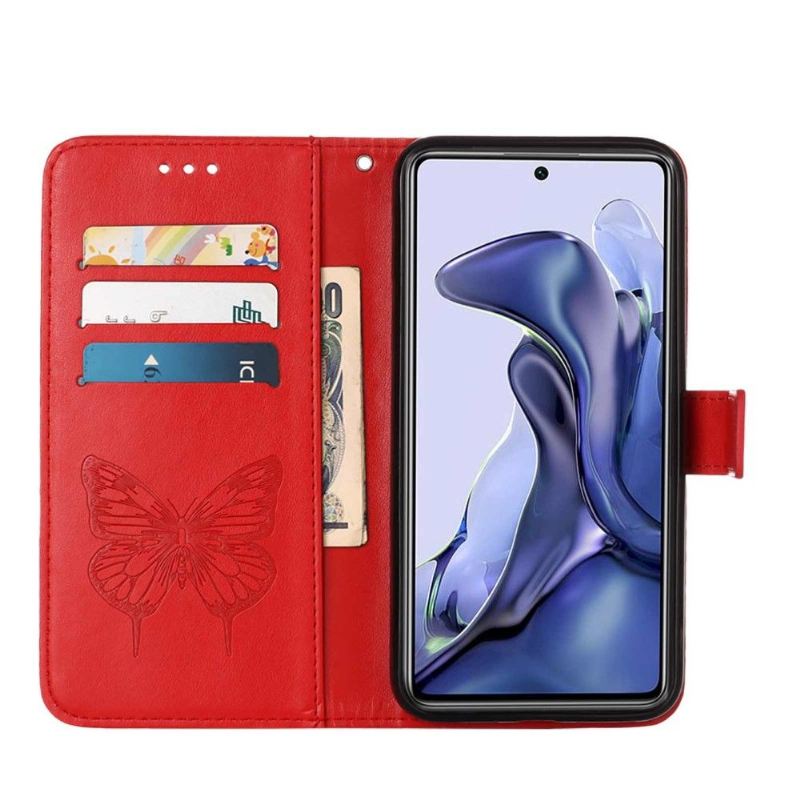 Flip Case Für Xiaomi 11T / 11T Pro Schmetterlingsblumen-kartenhalter