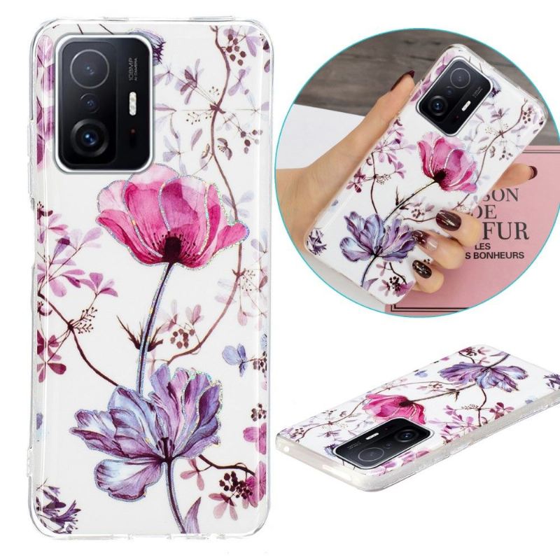 Hülle Für Xiaomi 11T / 11T Pro Violettes Blumensilikon