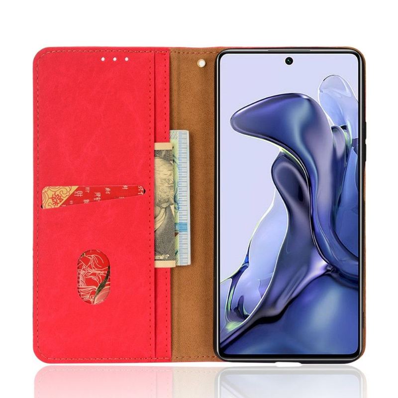 Lederhüllen Für Xiaomi 11T / 11T Pro Anti-Sturz Flip Case Retro Kunstleder