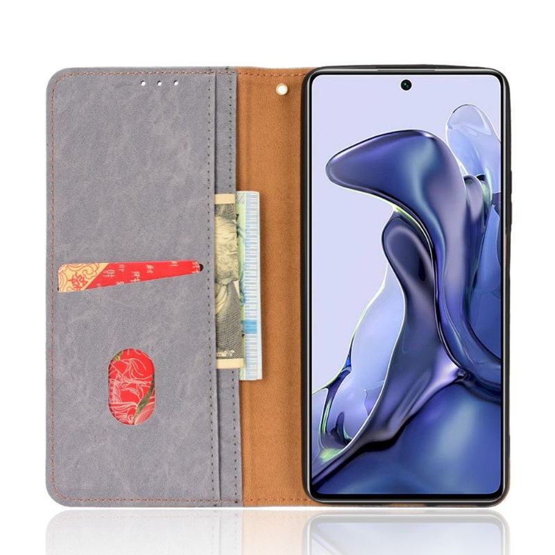 Lederhüllen Für Xiaomi 11T / 11T Pro Anti-Sturz Flip Case Retro Kunstleder