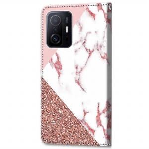 Lederhüllen Für Xiaomi 11T / 11T Pro Anti-Sturz Glitter Marmor