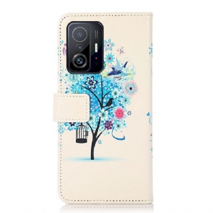 Lederhüllen Für Xiaomi 11T / 11T Pro Blauer Baum