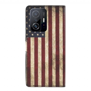 Lederhüllen Für Xiaomi 11T / 11T Pro Schutzhülle Vintage Amerikanische Flagge