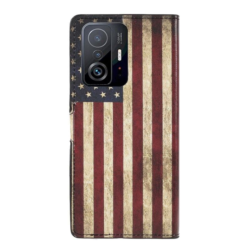 Lederhüllen Für Xiaomi 11T / 11T Pro Schutzhülle Vintage Amerikanische Flagge