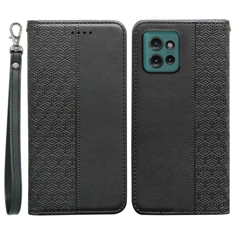 Flip Case Für Motorola Edge 50 Kariertes Muster