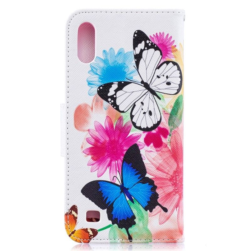 Case Für Samsung Galaxy A10 Schmetterlinge Und Bunte Blumen