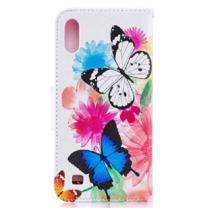 Case Für Samsung Galaxy A10 Schmetterlinge Und Bunte Blumen