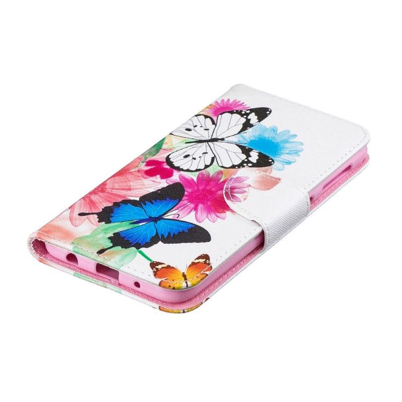 Case Für Samsung Galaxy A10 Schmetterlinge Und Bunte Blumen