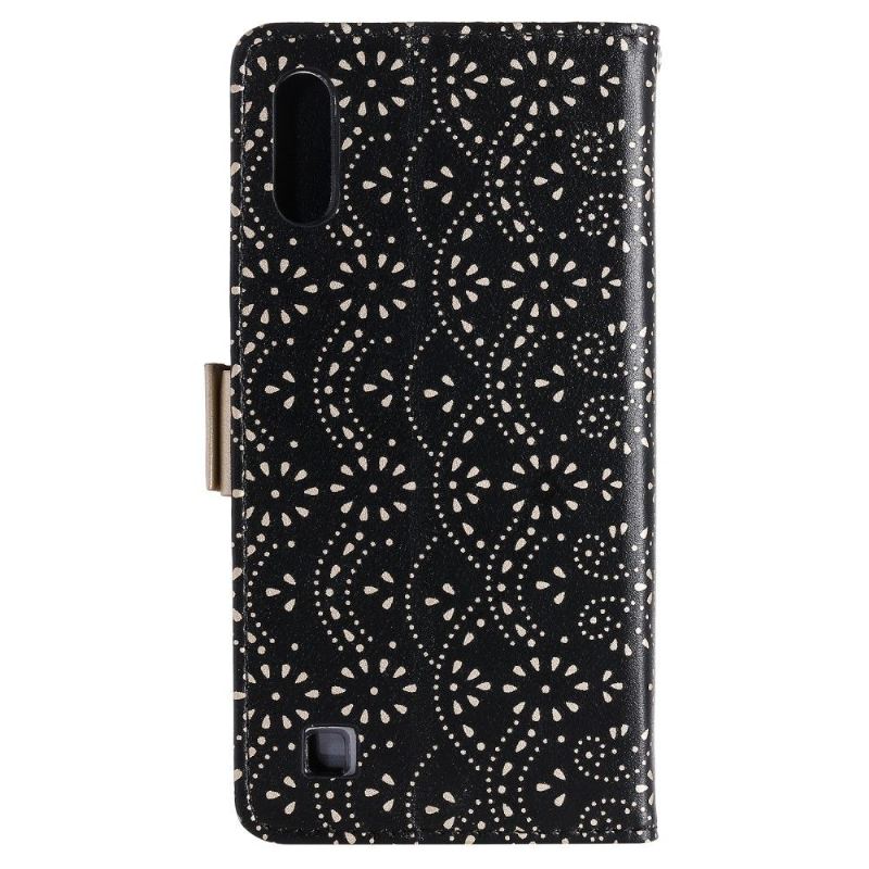 Flip Case Für Samsung Galaxy A10 Romantische Spitze Mit Riemen