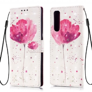 Flip Case Für Sony Xperia 5 Rosa Blume