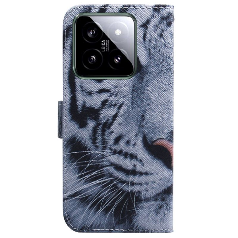 Lederhüllen Für Xiaomi 14 Weißer Tiger