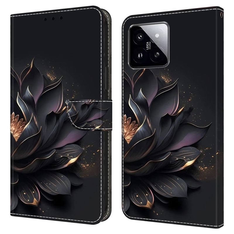 Lederhüllen Xiaomi 14 Handyhülle Lila Lotus