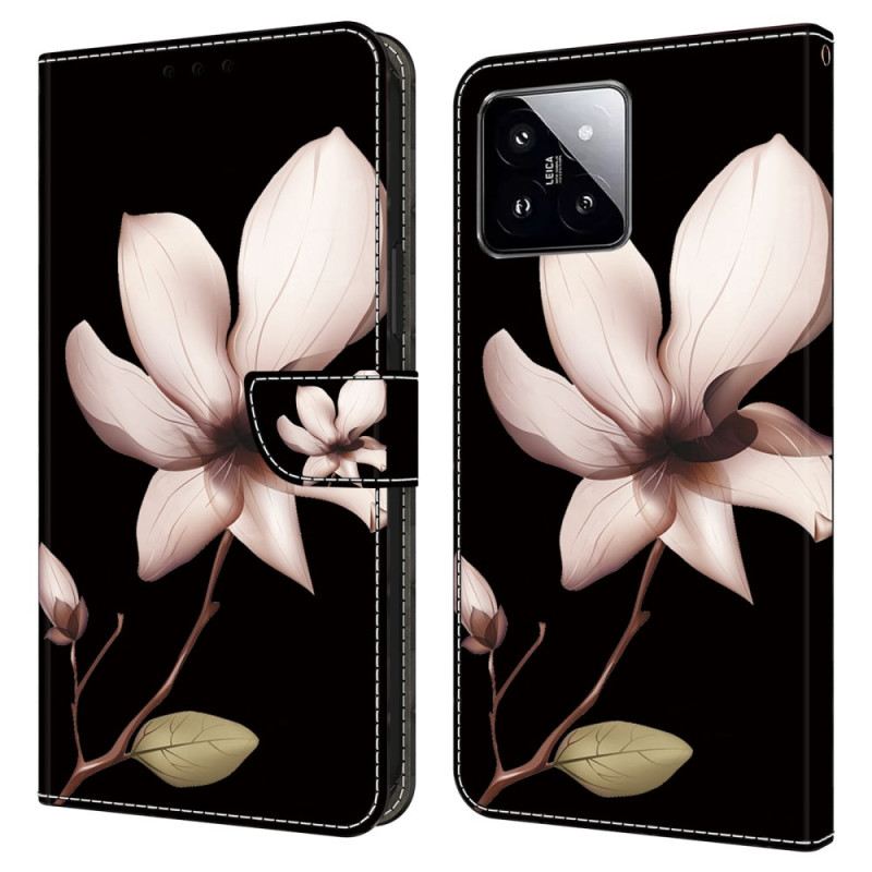 Lederhüllen Xiaomi 14 Rosa Blume