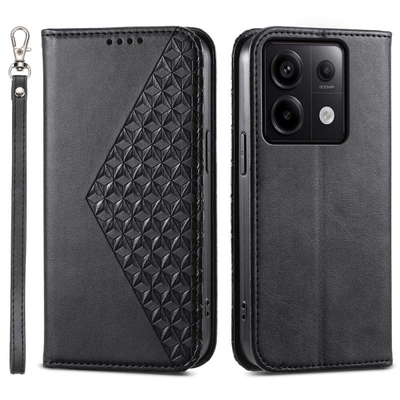 Flip Case Für Xiaomi Redmi Note 13 Pro 5g Rautenmuster Mit Riemen