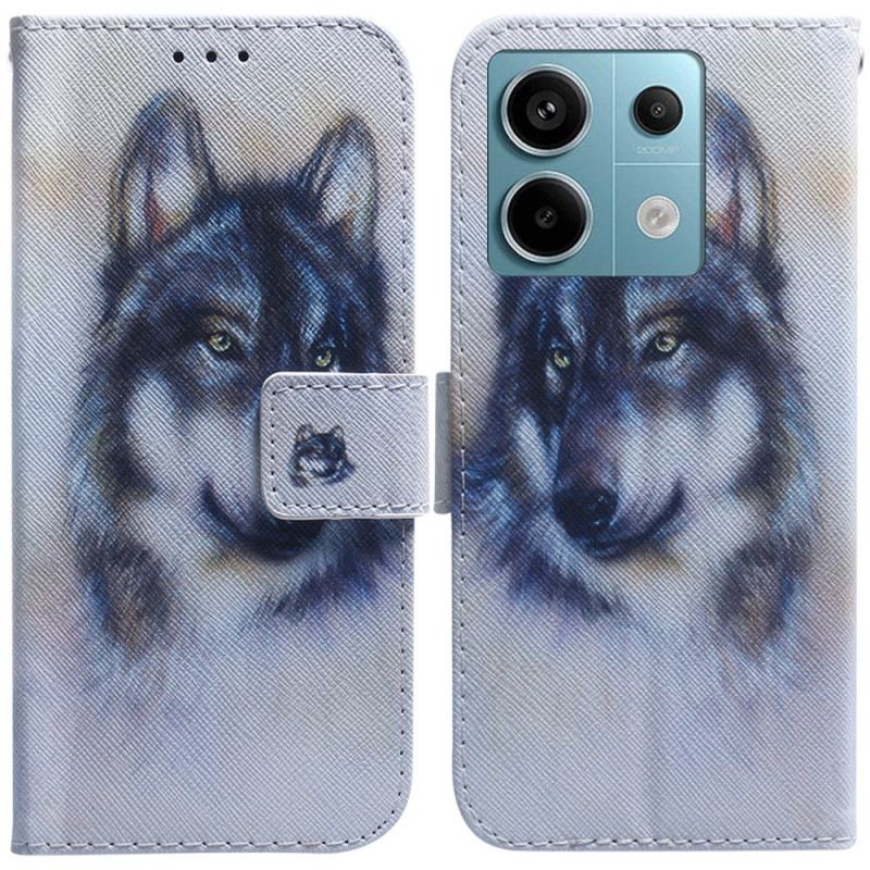 Lederhüllen Für Xiaomi Redmi Note 13 Pro 5g Aquarell Hund