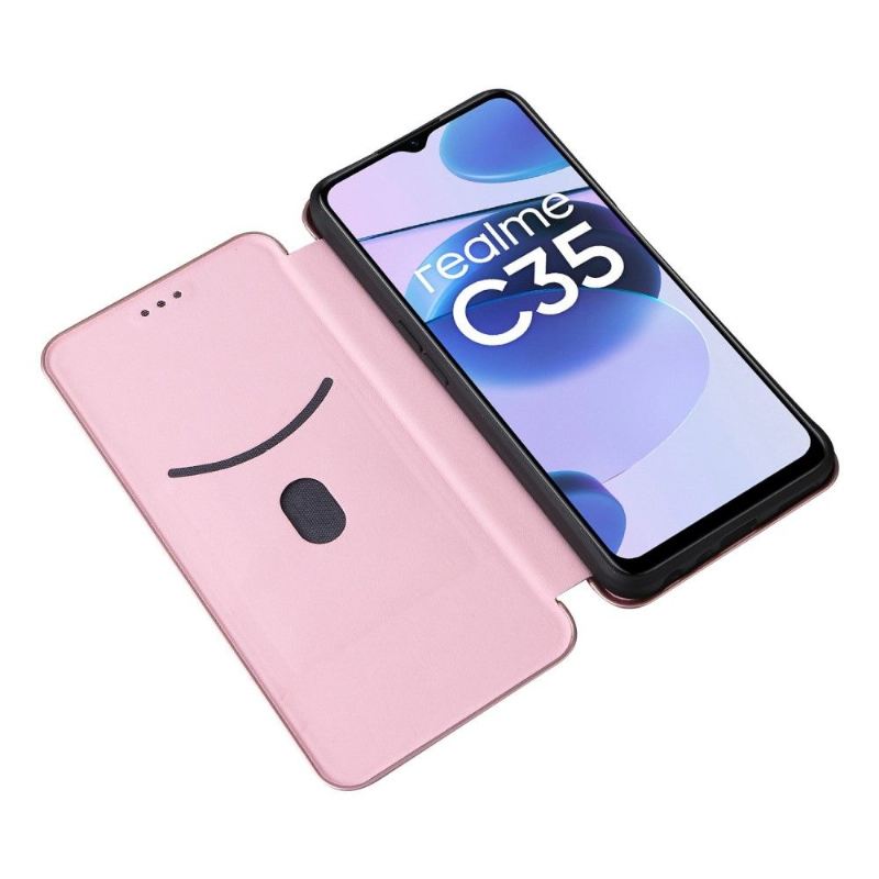 Lederhüllen Für Realme C35 Kohlefaser-kunstleder