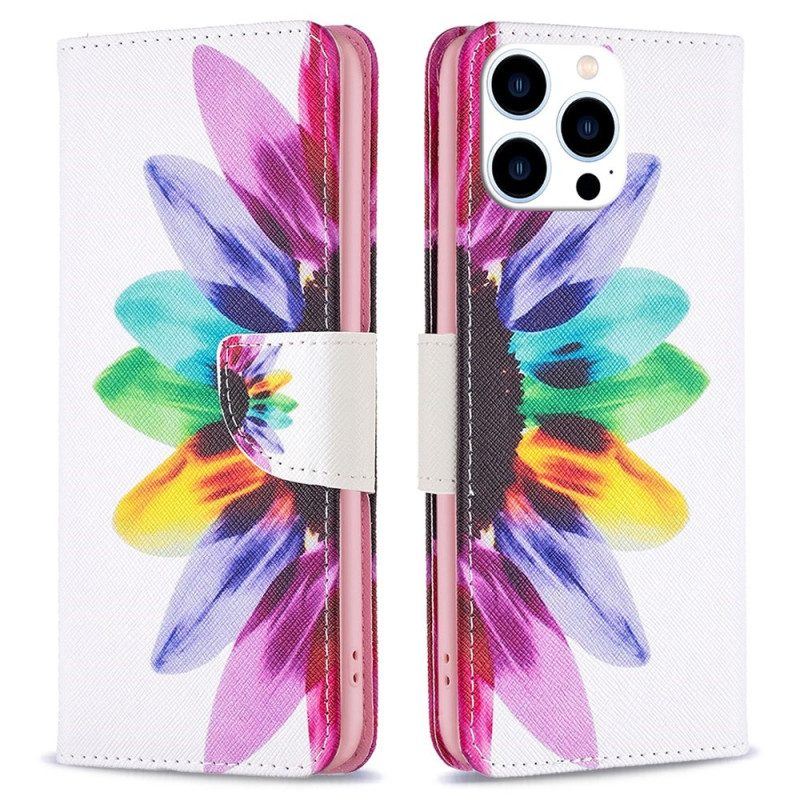 Flip Case Für iPhone 14 Pro Aquarellblume