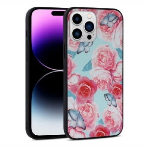 Handyhülle Für iPhone 14 Pro Kunstleder Mit Blumenmuster