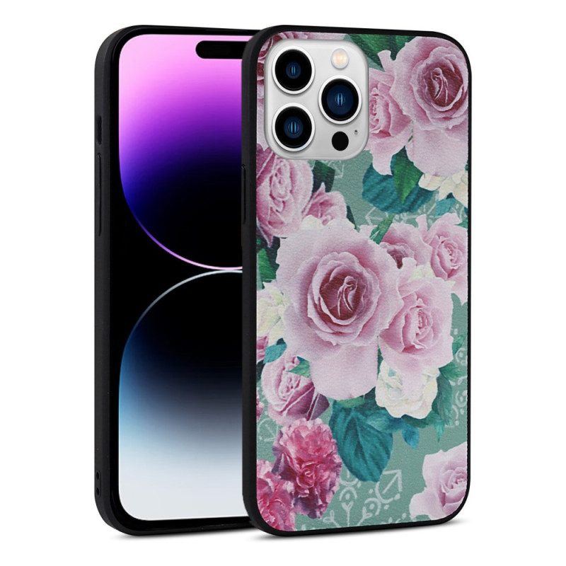 Handyhülle Für iPhone 14 Pro Kunstleder Mit Blumenmuster