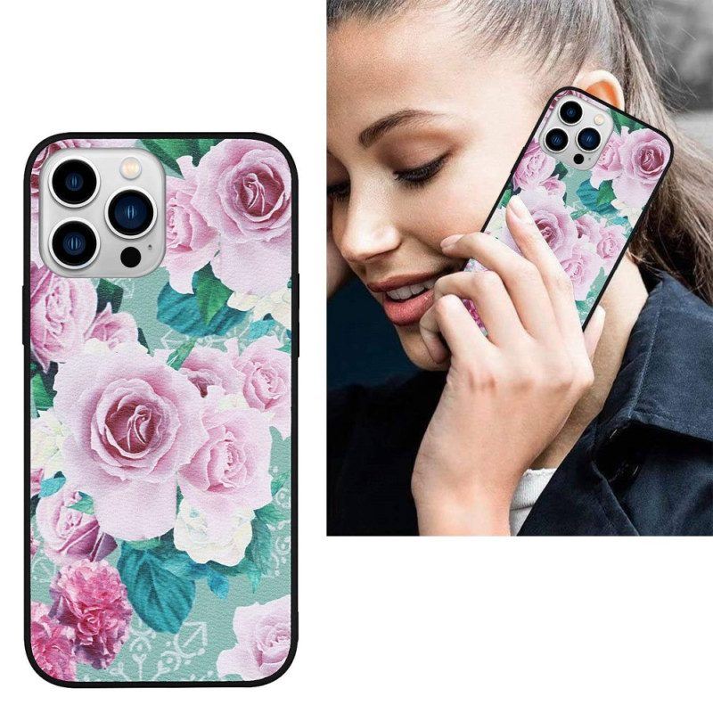 Handyhülle Für iPhone 14 Pro Kunstleder Mit Blumenmuster