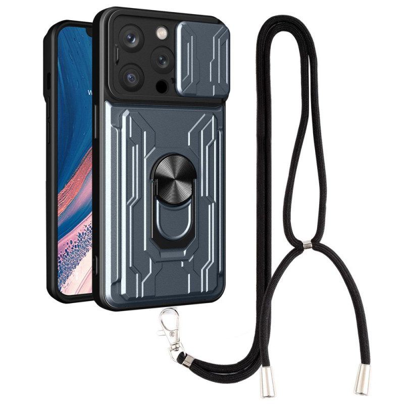 Hülle Für iPhone 14 Pro Mit Kordel Kartenhalter-lanyard Und Ständer