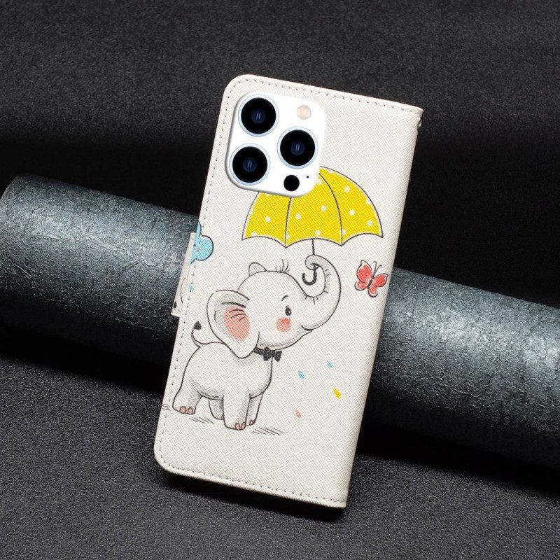 Lederhüllen Für iPhone 14 Pro Baby Elefant