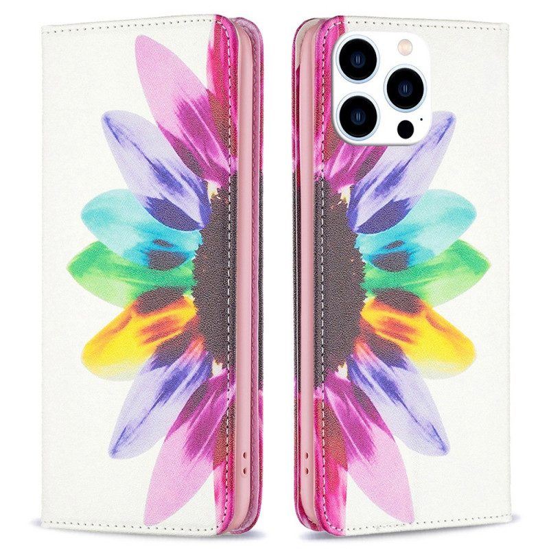 Schutzhülle Für iPhone 14 Pro Flip Case Aquarellblume