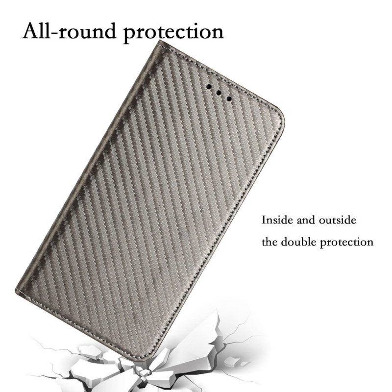 Schutzhülle Für iPhone 14 Pro Mit Kordel Flip Case Riemchen-carbonfaser-stil