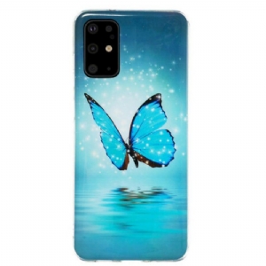 Handyhülle Für Samsung Galaxy S20 Plus / S20 Plus 5G Fluoreszierender Blauer Schmetterling