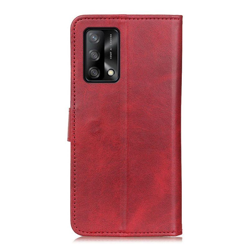 Flip Case Für Oppo A74 4G Matter Retro-ledereffekt