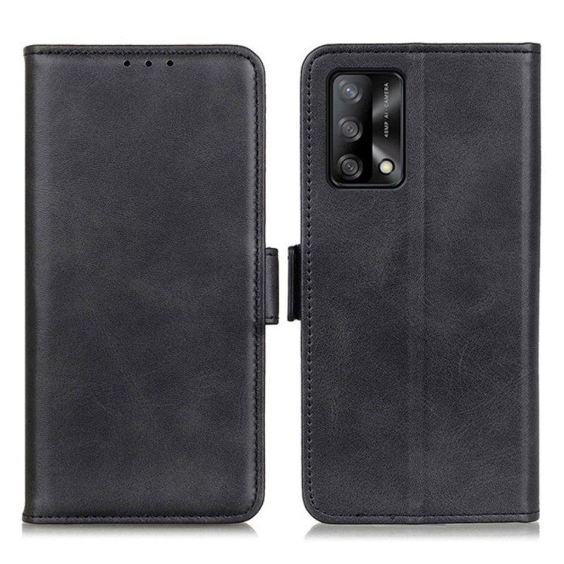 Lederhüllen Für Oppo A74 4G Flip Case Doppelte Klappe