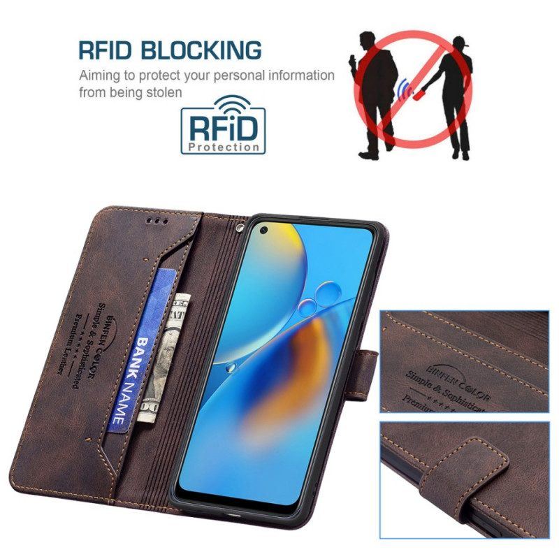 Lederhüllen Für Oppo A74 4G Rfid-binfen-farbe