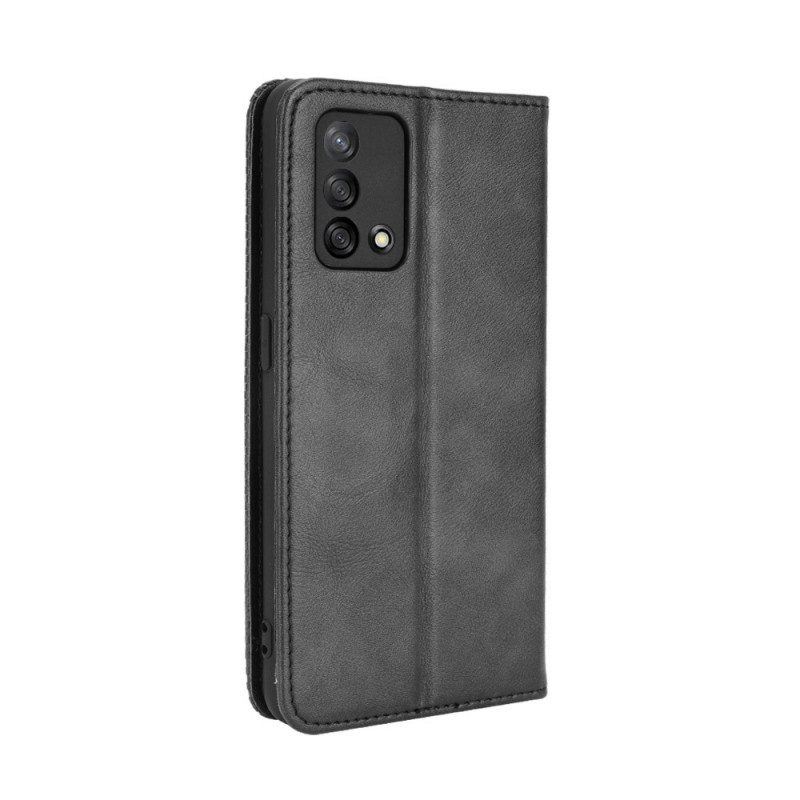 Schutzhülle Für Oppo A74 4G Flip Case Stilisierter Vintage-ledereffekt