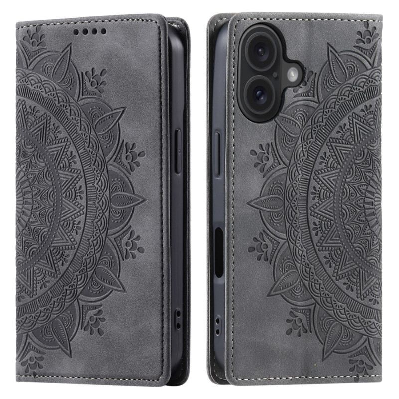 Flip Case Für iPhone 16 Plus Mandala-wildleder-effekt