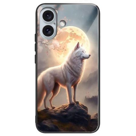 Hülle Für iPhone 16 Plus Gehärtetes Glas Moonlight Wolf