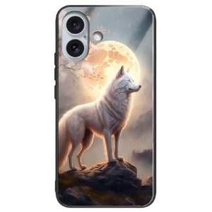 Hülle Für iPhone 16 Plus Gehärtetes Glas Moonlight Wolf