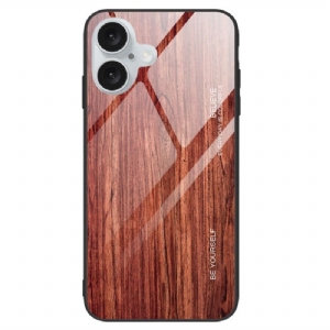 Hülle Für iPhone 16 Plus Holz Aus Gehärtetem Glas