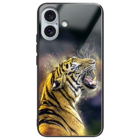 Hülle iPhone 16 Plus Brüllender Tiger Aus Gehärtetem Glas